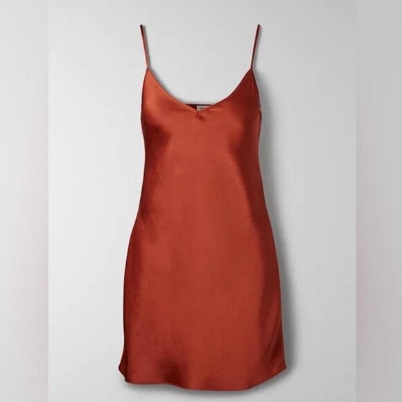 Aritzia Wilfred Mini Only Slip Dress Rustwood Terracotta Size Medium - Picture 1 of 7